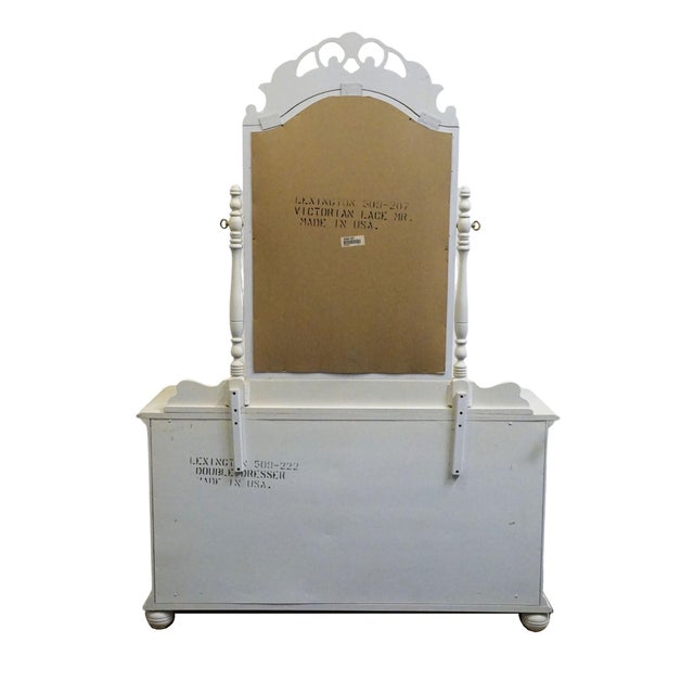 Lexington Furniture Off White Painted Traditional Victorian Style 56" Double Dresser W. Swivel Mirror 509-222 / 509-207 For Sale - Image 11 of 14