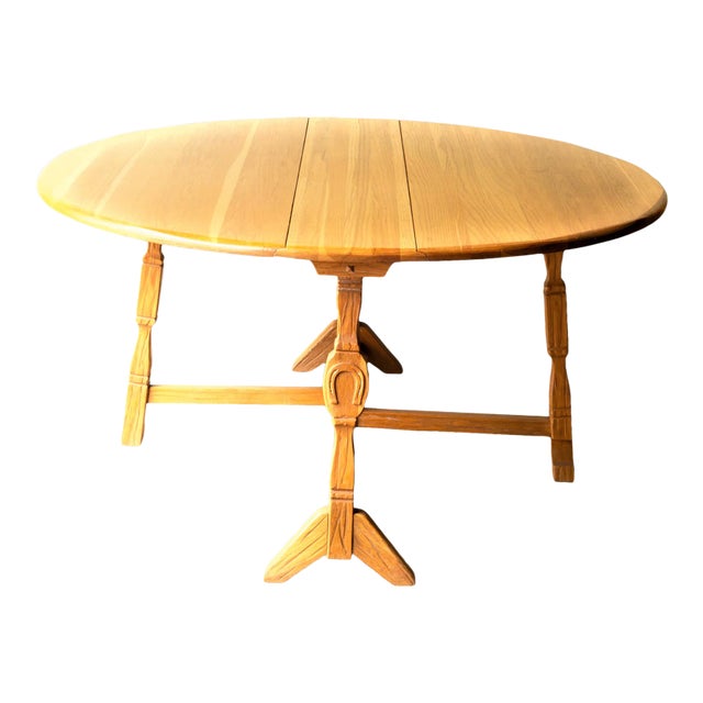 A. Brandt Ranch Oak Drop Leaf 60" Round Dining Table Convertible to