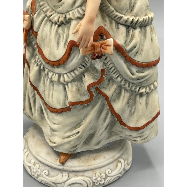 Copper Vintage Andrea by Sadek Porcelain Courtship Couple Figurines in Blue and White, Pai For Sale - Image 8 of 9