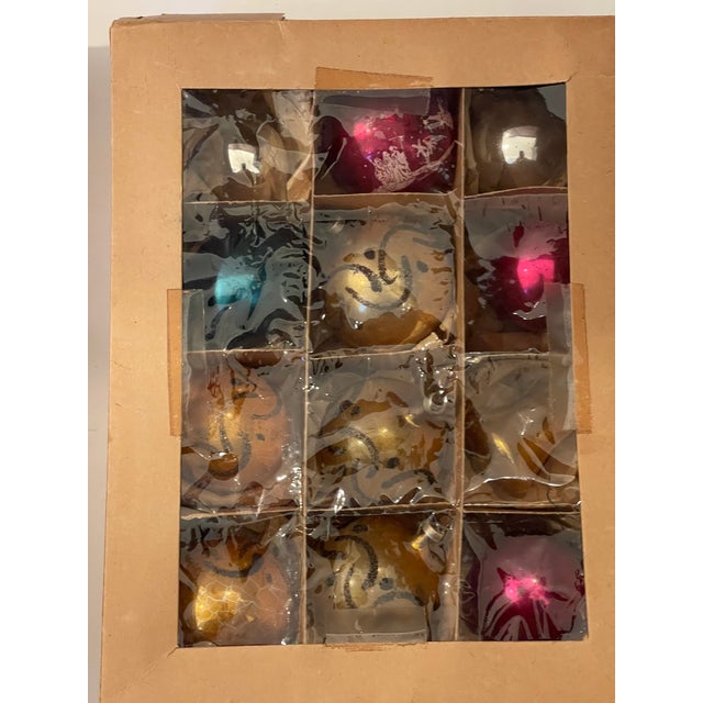 American 1950 Th Boxed Lot American Mercury Glass Shiny Btight Christmas Ornaments For Sale - Image 3 of 3
