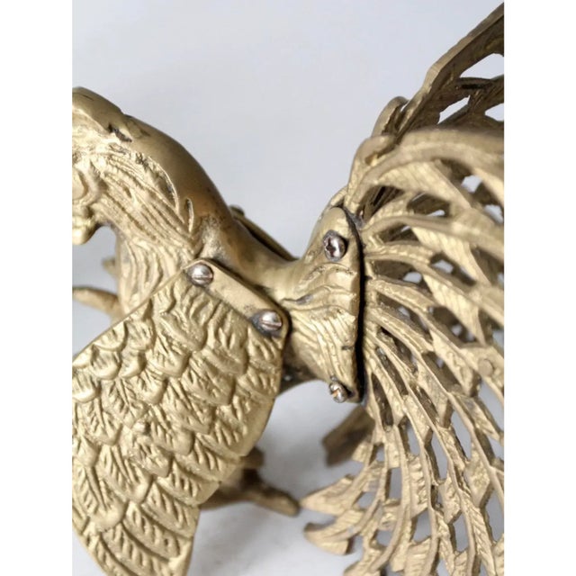 Brass Mid-Century Brass Rooster Pair For Sale - Image 8 of 8