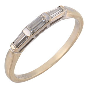 Mid Century Diamond 14k White Gold Stackable Wedding Band, Size 7.5