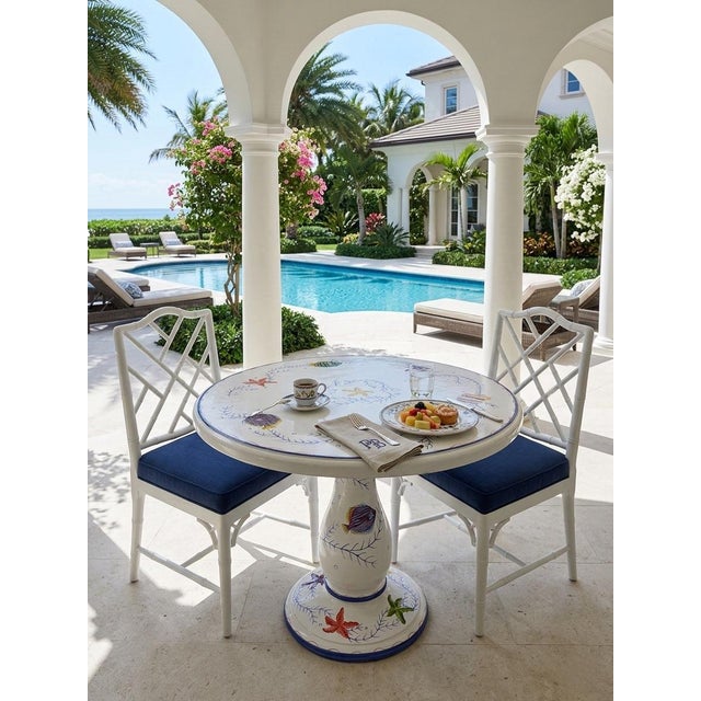 Hand-Painted Italian Majolica Ceramic Round Bistro Table - Coastal Sea Life Motif For Sale - Image 10 of 11