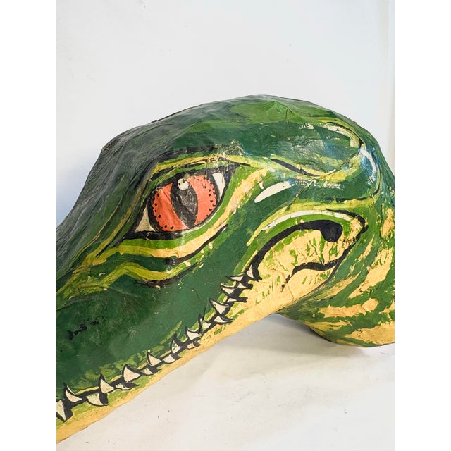 Figurative Vintage Paper Mache Alligator Head Sculpture For Sale - Image 3 of 9