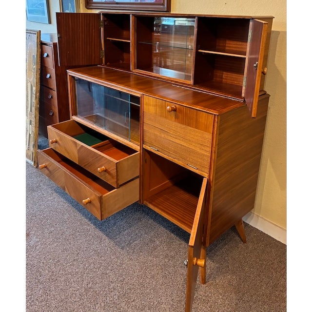 Unique Walnut Cocktail Cabinet C. 1950's Imported From United Kingdom For Sale - Image 11 of 15