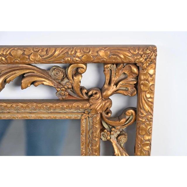 Vintage Italian Baroque Style Large Rectangular Wall Mirror For Sale - Image 9 of 10