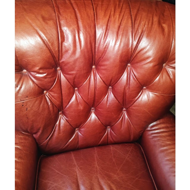 Indulge in the Luxury of This Exquisite Leather Club Writer's Chair and Matching Ottoman by Lane Furniture For Sale - Image 10 of 10