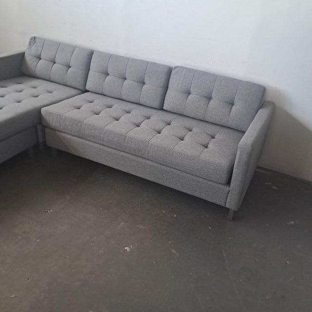 CB2 Cb2 Gray Modern Sectional Sofa With Chaise For Sale - Image 4 of 5