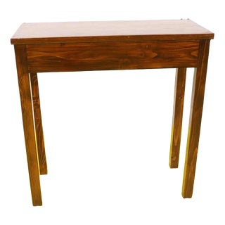 Walnut-Stained Pine Console Table with Straight Legs For Sale