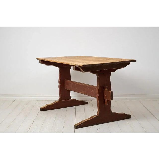 Rustic Small Antique Swedish Pine Dining Table For Sale - Image 3 of 10