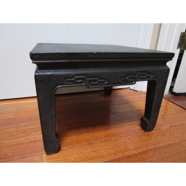 Mid-20th Century Black Wood Foot Rest or Low Side Table with Turned Ming Feet For Sale - Image 4 of 5