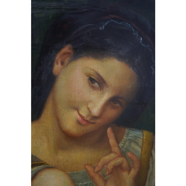 Large Decorative Oil Painting on Canvas ~ 3 Girls For Sale - Image 4 of 12