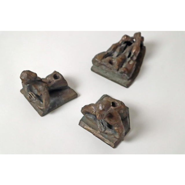 unusual, abstract bronzes of female and male acts. The three individual Brone parts can each be equipped with a small...