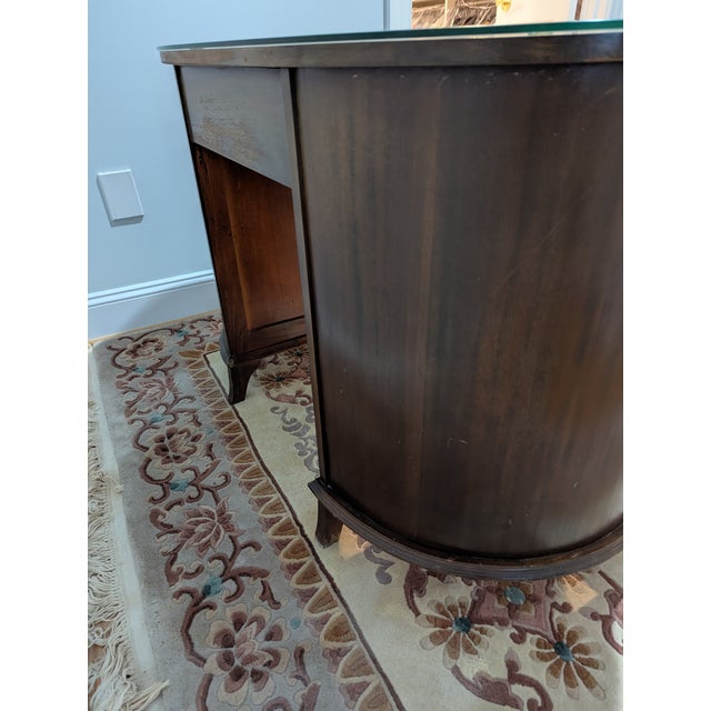 Traditional Vintage Kidney Shaped Double Pedestal Mahogany Desk For Sale - Image 3 of 18