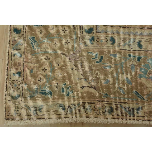 Tabriz Rug 6’4” X 9’9” Pink Wool Vintage Distressed Hand-Knotted Carpet For Sale - Image 12 of 15