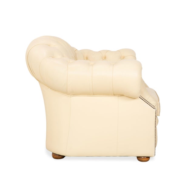 Vintage Chesterfield Centurion Leather Armchair in Cream For Sale - Image 14 of 17
