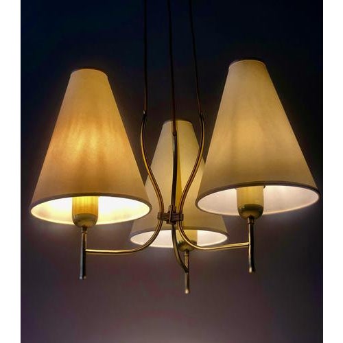 Mid-Century Brass 3-Light Chandelier, 1950s For Sale - Image 18 of 18