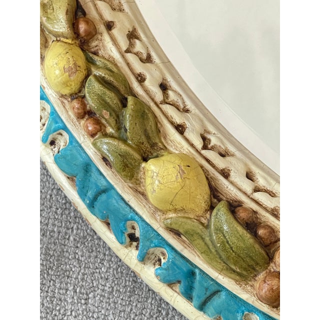 Off-white Italian Carved Round Florentine Lemon & Laurel Wood Mirror For Sale - Image 8 of 15