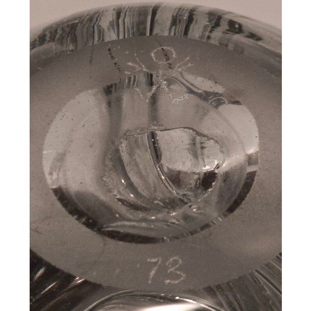 Paul Manning Signed Studio Glass Vase, Etched Stick Figure, 1973 For Sale - Image 9 of 11