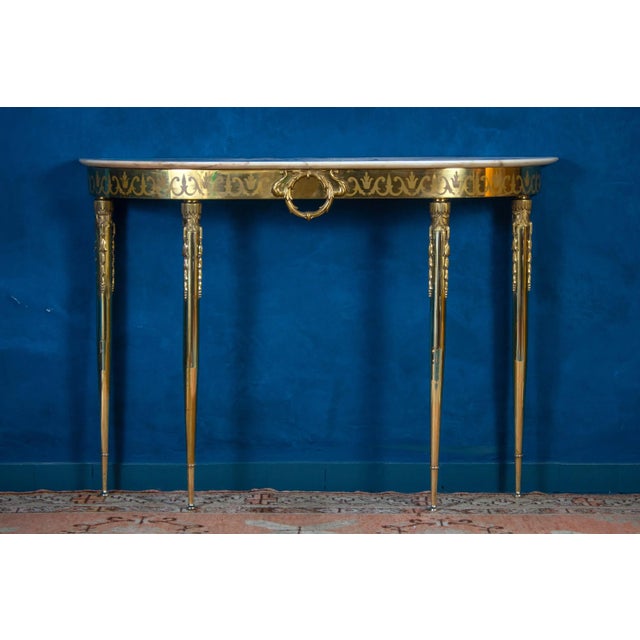 Mid-Century Modern Mid Century Italian Oval Shaped Brass Console Table, 1950 For Sale - Image 3 of 11