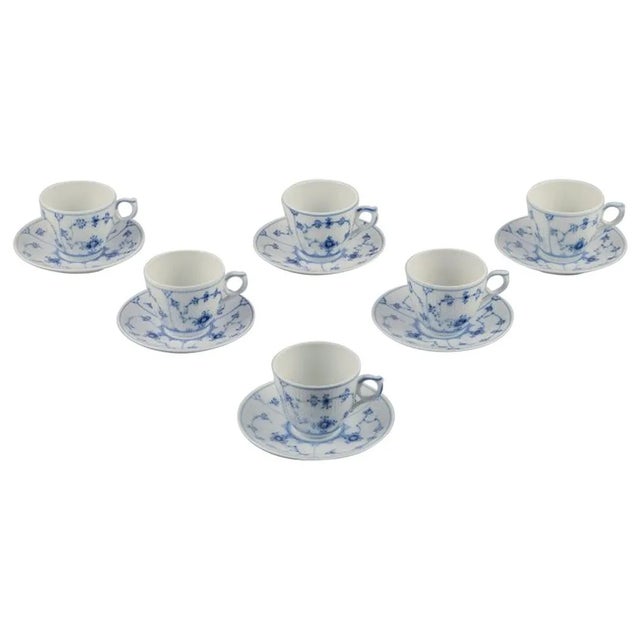 Blue Fluted Plain Coffee Cups with Saucers from Royal Copenhagen, 1970s, Set of 12 For Sale - Image 9 of 9