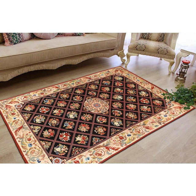2020s 2020s Black Color Fine Hand Knotted Abusson For Sale - Image 5 of 5