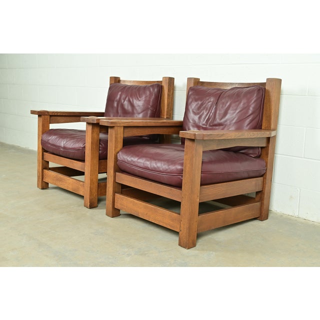 Mission Stickley Mission Oak Arts & Crafts Eastwood Lounge Chairs, Pair For Sale - Image 3 of 12