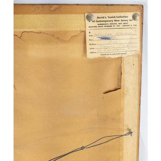 American Oil Painting of Mexican Masks by James For Sale - Image 10 of 11