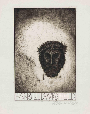 Ludwig Held, Ex Libris Hand, Etching, Early 20th Century