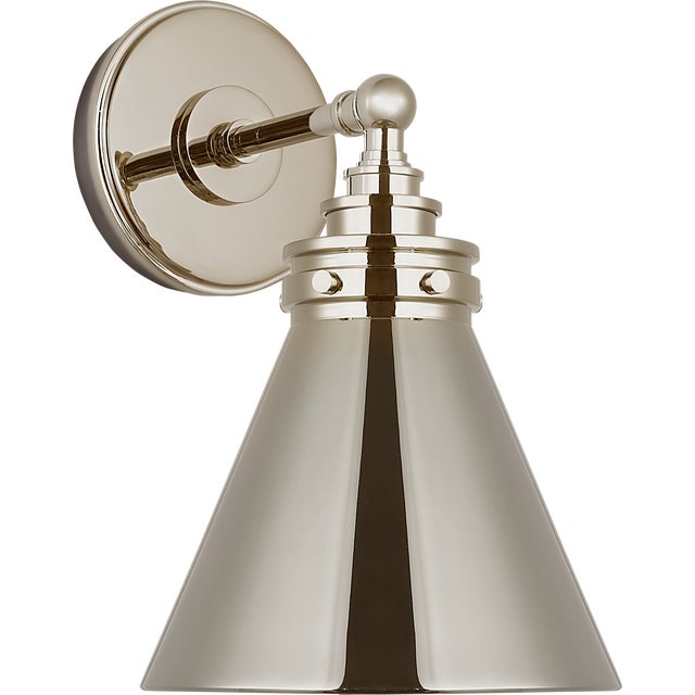 Chapman & Myers for Visual Comfort Signature Parkington Small Single Wall Light in Polished Nickel For Sale