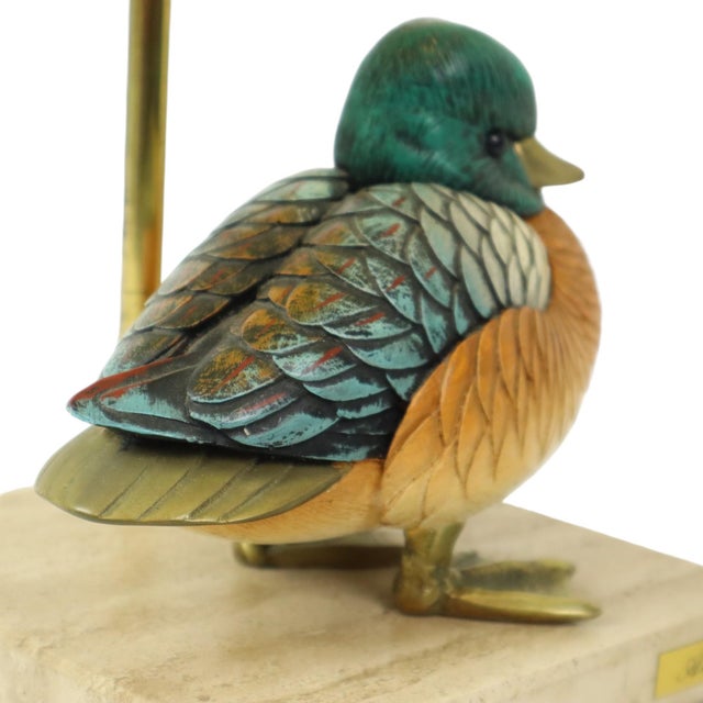 Duck Lamp in Brass, Resin and Travertine by Malevolti by Artiflex, 1970s For Sale - Image 4 of 18