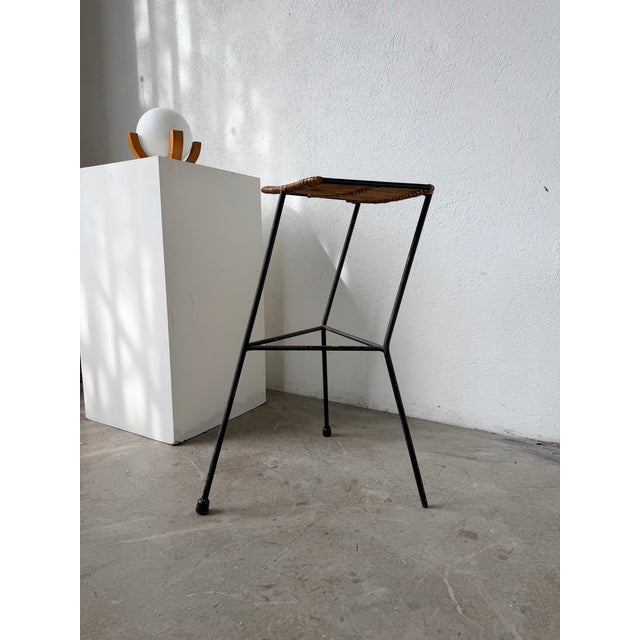 Vintage Wicker and Metal Stool by Dennis Lennon, 1950 For Sale - Image 6 of 18