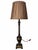 Neoclassical Bronze-Tone Urn and Column Buffet Lamp With Pleated Brown Shade For Sale In Las Vegas - Image 6 of 8