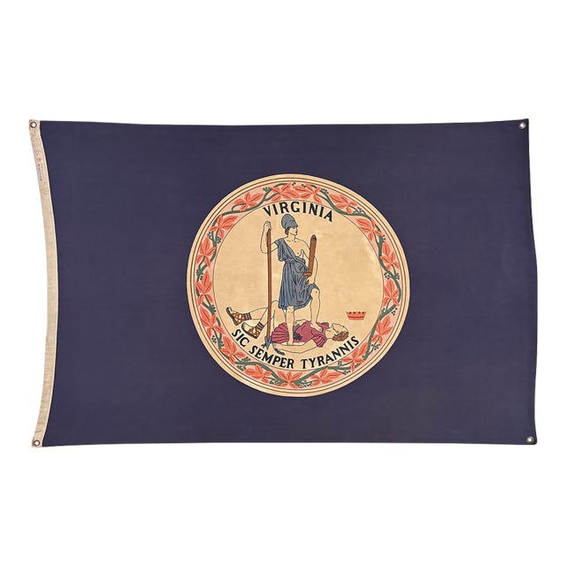 Large Vintage Cotton State Flag of Virginia For Sale