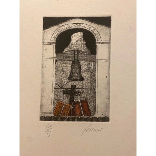 Duilio Rossoni - Ex Libris Pro Loco Roccalbegna - Etching - Late 20th Century For Sale