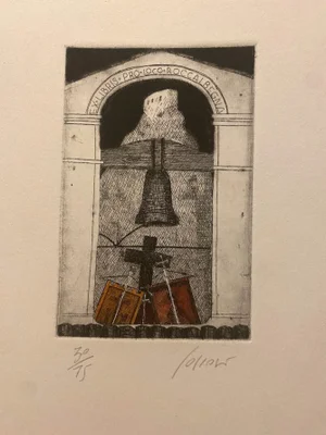 Duilio Rossoni - Ex Libris Pro Loco Roccalbegna - Etching - Late 20th Century