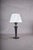 Blue Navy Blue Leather and Brass Table Lamp with Pleated Shade, 1950s For Sale - Image 8 of 18