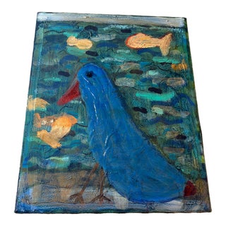 Denise Regan “Bluebird on a Beach” 2005 Mixed Media Painting For Sale