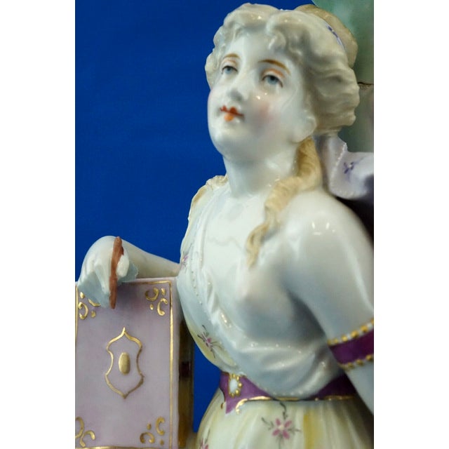 Vintage Porcelain Candelabra with Book and Flowers by Plaue, 1920s For Sale - Image 13 of 18