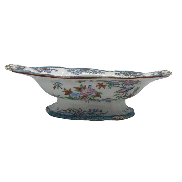 Victorian Mid 19th Century Minton Porcelain Oval Raised Footed Serving Centerpiece Bowl For Sale - Image 3 of 13