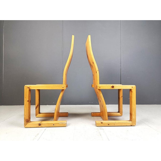 Vintage Pine Wood Dining Chairs, 1970s, Set of 6 For Sale - Image 10 of 12