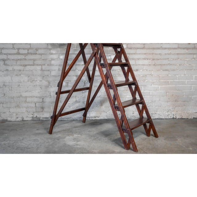 Brown Restoration Hardware Arts and Crafts Folding Library Ladder Shelf For Sale - Image 8 of 15