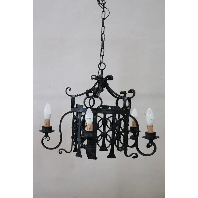 Vintage Chandelier in Iron, 1940s For Sale - Image 9 of 13