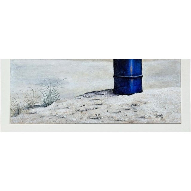 1970s Original 1970s Pacific Northwest Oil on Board Painting Crow on Blue Drum by William Bill Sharp For Sale - Image 5 of 13