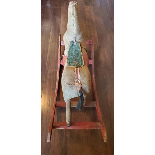 Wood Antique American Carved & Painted Early Rocking Horse For Sale - Image 7 of 9