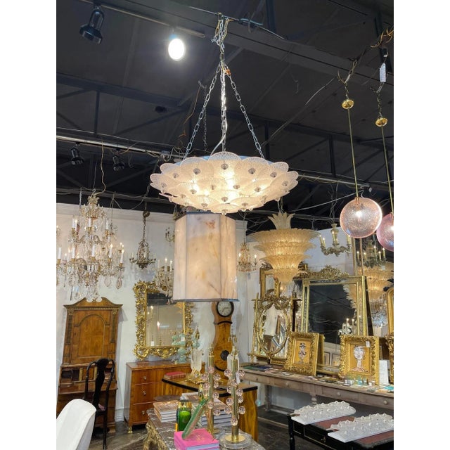 Modern Murano Glass Multi Disc Flush Mount Chandelier For Sale - Image 4 of 7