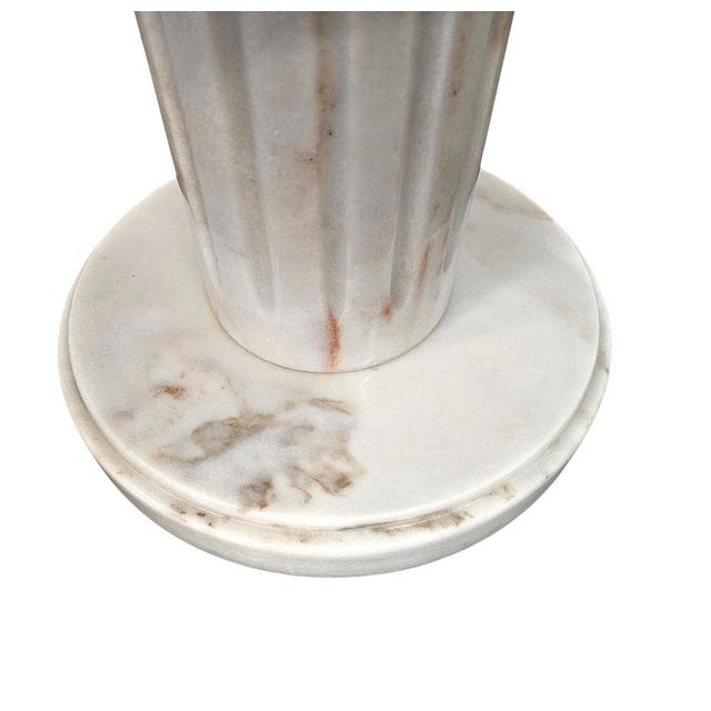 White Neoclassic White Drapery Marble Side or Coffee Table, Italy For Sale - Image 8 of 18