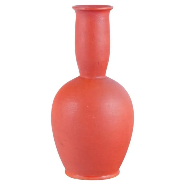 Orange Ceramic Vase with Orange Uranium Glaze by Svend Hammershøi for Kähler, 1930s For Sale - Image 8 of 8