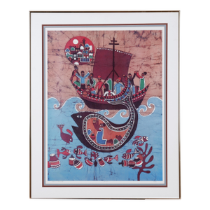 1991 Amos Amit "Jonah and the Whale" Limited Edition Batik 113/350 Artist Signed