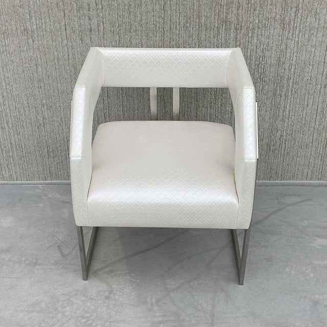 White Eco-Leather Armchair, 1980s For Sale - Image 4 of 6
